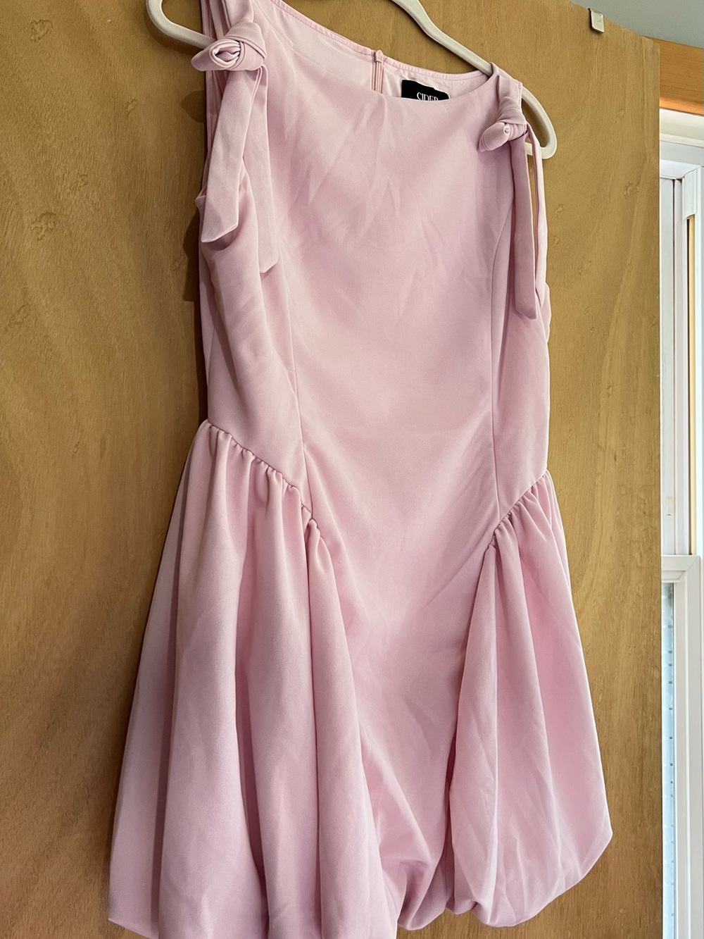 Women’s Pink Party Mini Dress with Bow Shoulder Ties